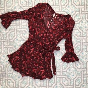 Free People red floral romper